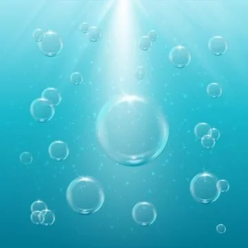 Bubbles in light sunny water. Stock Illustration