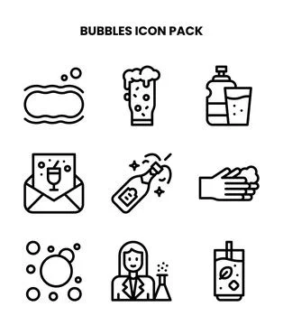 Bubbles Line Bundle Icons Pack 库存插图