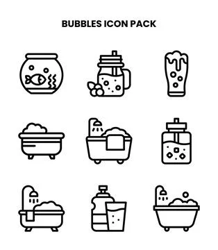 Bubbles Line Bundle Icons Pack Stock Illustration