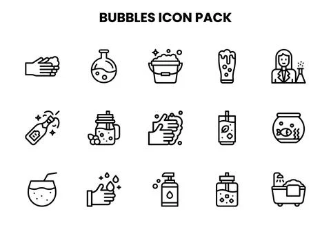 Bubbles Line Scalable Icons Pack Ilustração Stock