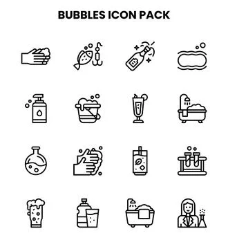 Bubbles Line Set Icons Pack Illustrazione stock