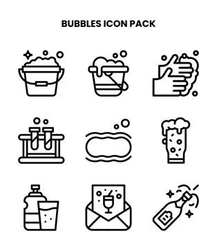 Bubbles Line Vector Icons Pack Ilustração Stock
