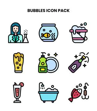 Bubbles Lineal Color Vector Icons Pack Illustrazione stock