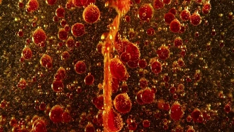 Bubbles in liquid colorful abstract Stock Footage 104711516