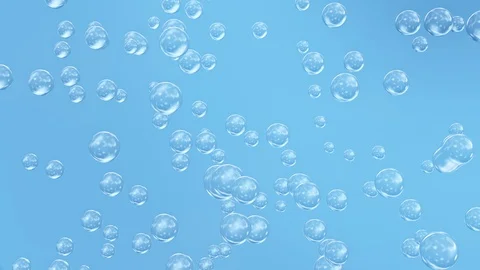 Bubbles moving and floating on blue background. 3D cg loop Animation. Stock Footage 114351611