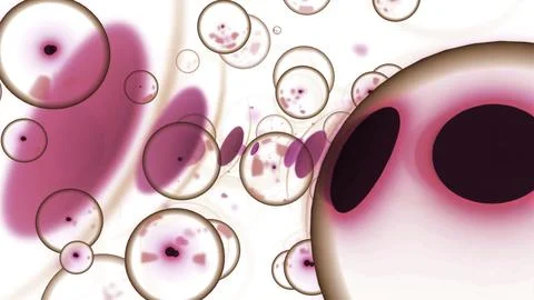 Bubbles with nucleus in molecular stream. Design. Molecular cells with embryos Stock Illustration
