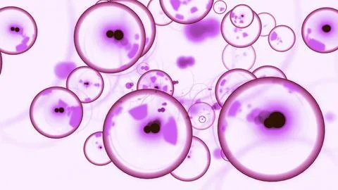 Bubbles with nucleus in molecular stream. Design. Molecular cells with embryos Stock Illustration