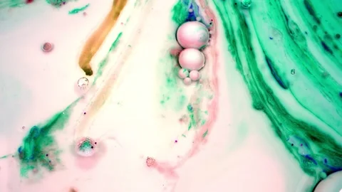 Bubbles on Oil Water 4 Stock Footage 144844623