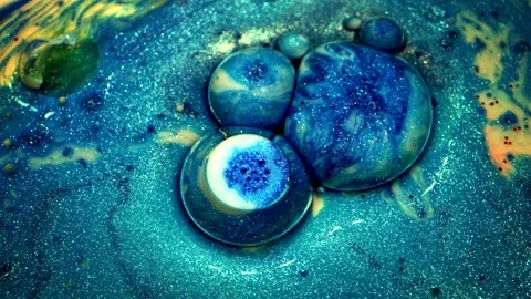 Bubbles on Oil Water 5 Stock Footage 144848549