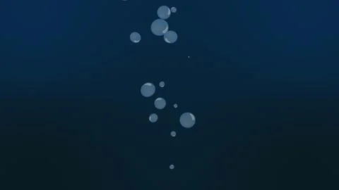 Bubbles of oxygen in the depth of blue water. 3D rendering cartoon round air Illustrazione stock