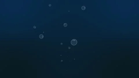 Bubbles of oxygen in the depth of blue water. 3D rendering cartoon round air Illustrazione stock