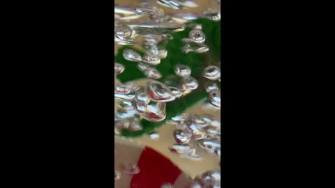 Bubbles With Plastic Clown Fish &amp; Green Seahorse Stock Footage 287159880