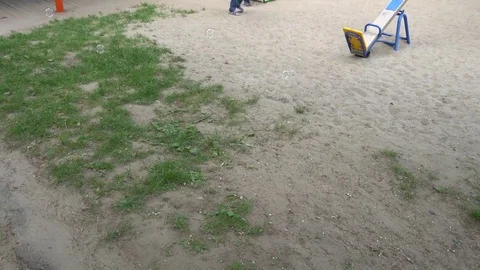Bubbles on the Playground in kindergarten Stock Footage 76214288