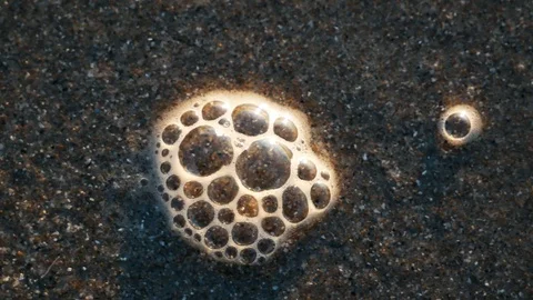 Bubbles pop on the beach Stock Footage 123394678