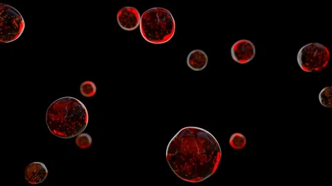 Bubbles red oil, serum look like a nucleus Stock Footage 125195656