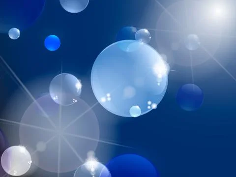 Bubbles with reflections on blue background Stock Illustration