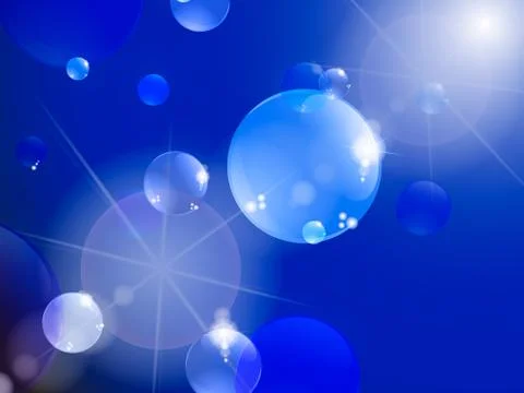 Bubbles with reflections on blue background Stock Illustration