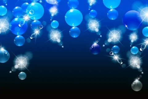 Bubbles with reflections on a blue background, under water Stock Illustration