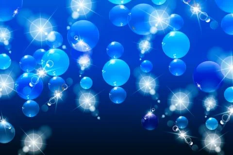 Bubbles with reflections on a blue background, under water Stock Illustration