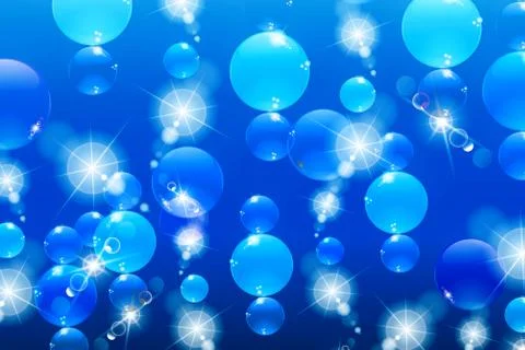 Bubbles with reflections on a blue background, under water Stock Illustration