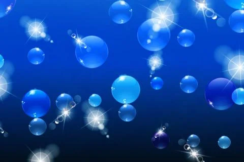 Bubbles with reflections on a blue background, under water Stock Illustration