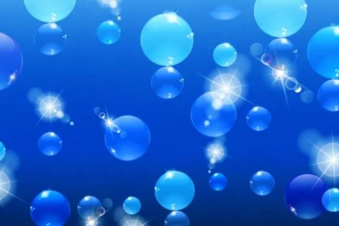 Bubbles with reflections on a blue background, under water Stock-Illustration