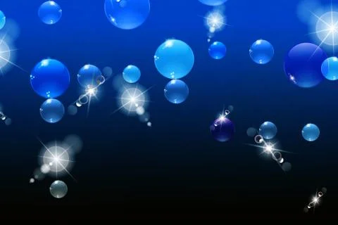 Bubbles with reflections on a blue background, under water Stock Illustration