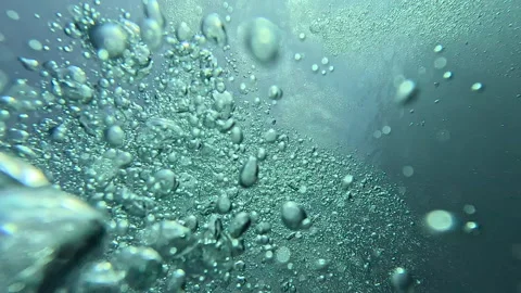 Bubbles rise to surface from Scuba diving in Malta, Gozo Stock Footage 314946866