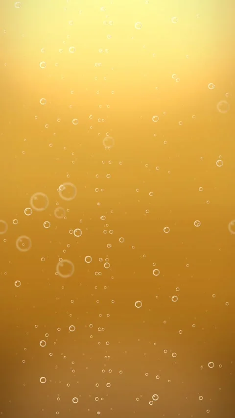Bubbles rising in golden liquid background. 2d animation Stock Footage 343356697