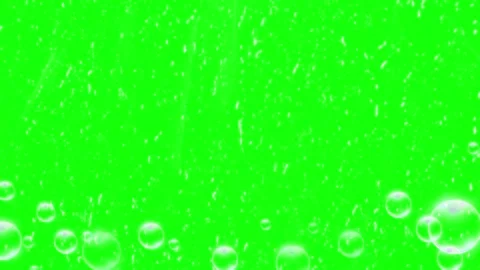 Bubbles rising on green screen chroma key background with compositing visual Video stock 343499755