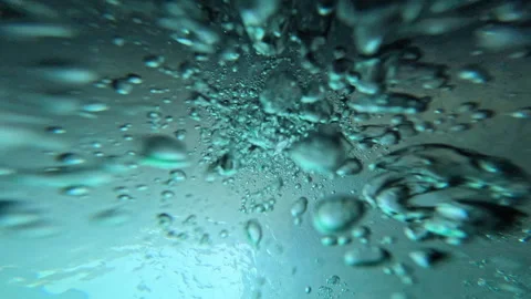 Bubbles rising to sea surface whilst Scuba diving  Malta, Gozo, abstract, air Stock Footage 314644219