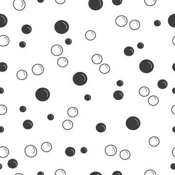 Bubbles seamless pattern, silhouette and outline Stock Illustration