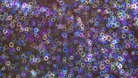 Bubbles shimmer with rainbow hues against dark backdrop Stock Illustration