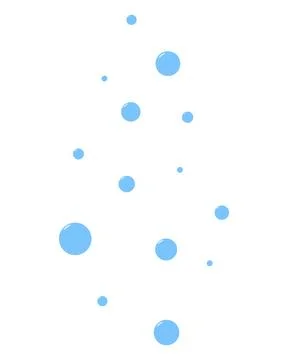 Bubbles. Small blue balls rise up. Round air bubbles. Ilustração Stock