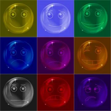 Bubbles smileys, colorful Illustrazione stock