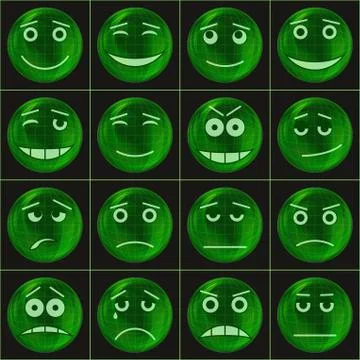 Bubbles smileys, green Stock Illustration
