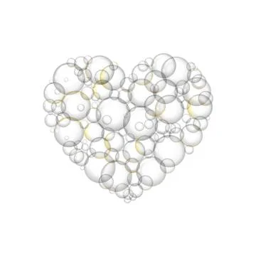 Bubbles soap in the form of hearts. Stock Illustration