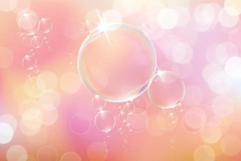 Bubbles soap on pink background. Illustrazione stock
