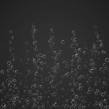 Bubbles stream under water fizzing sparkles soda pop, champagne. Vector Illustrazione stock