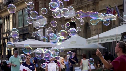Bubbles on the street Stock Footage 99305483