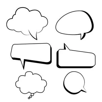 Bubbles text boxes comic set vector with isolated white background Stock Illustration