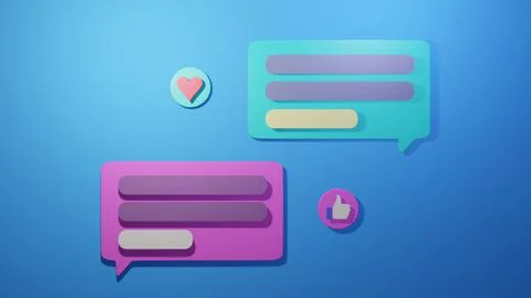 Bubbles of text messages in messenger. Exchange of text messages with reactio Stock Photos
