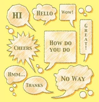 Bubbles with text on yellow background - illustration Stock Illustration