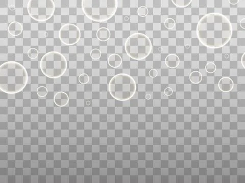 Bubbles on a transparent background. Transparent spheres of light. Glow light Stock Illustration