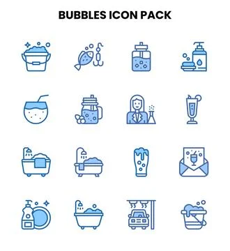 Bubbles Two Colour Bundle Icons Pack Stock Illustration