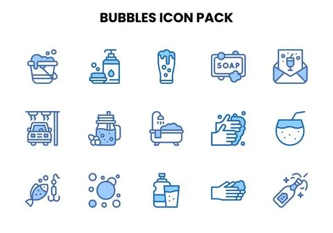 Bubbles Two Colour Bundle Icons Pack Stock Illustration