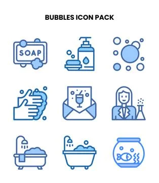 Bubbles Two Colour Bundle Icons Pack Stock Illustration