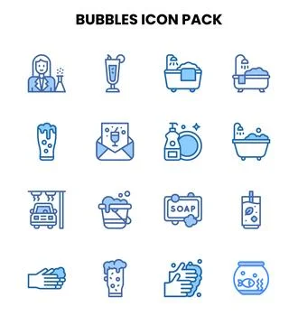 Bubbles Two Colour Collection Icons Pack Stock Illustration