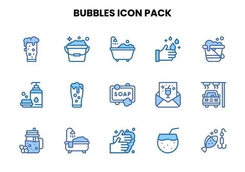 Bubbles Two Colour Design Icons Pack Stock Illustration