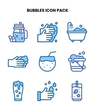 Bubbles Two Colour Set Icons Pack Stock Illustration
